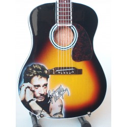 Guitare miniature acoustique hommage à Johnny Hallyday vue de face