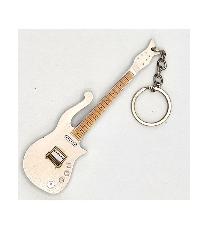Porte clef bois en forme de guitare cloud de Prince