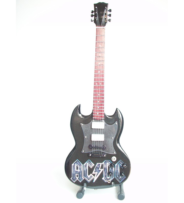 Guitare Miniature AC/DC - 25 Cm, Avec Support Et Boîtier - Réplique Décorative Non Jouable, Hommage à Angus Young