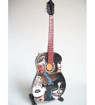 Guitare miniature style acoustique déco KISS gros plan de coté