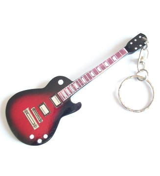 Porte clef en bois en forme guitare Les Paul vermillon de Slash vue de face