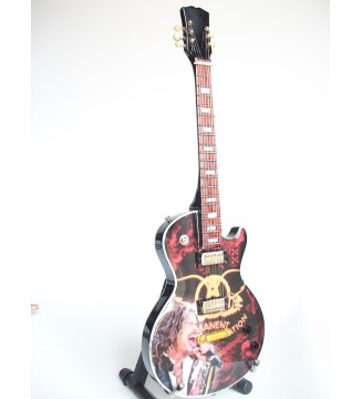 Guitare miniature Aerosmith et Steven Tyler vue de droite en plan general