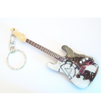 Porte clef en bois en forme de guitare Linkin Park vue de face