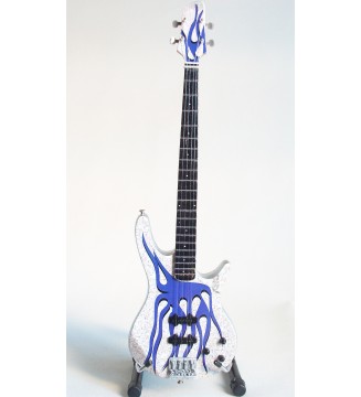 Guitare miniature basse « blue flame » Robert Trujillo Metallica vue globale de face