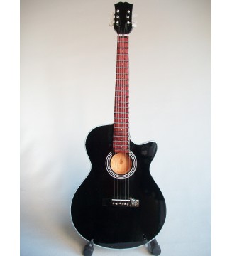 Guitare miniature acoustique noire Bon Jovi vue globale de face