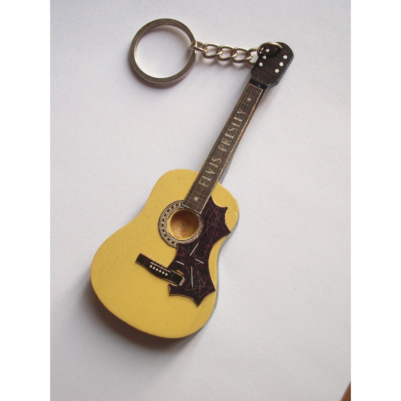 Porte clef métal forme guitare Gibson acoustique d'Elvis Presley